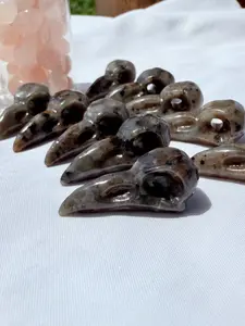 Yooperlite Bird Skull Statue with Matte Texture, Unique Crystal Animal Figurine, Pocket Decor & Healing, Ideal Gift for Anniversary