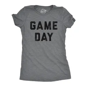 Womens Game Day T Shirt Funny Football Sunday Big Game Sports Graphic Tee Funny Womens T Shirts Cute Vintage Fashion Casual Ladies T-Shirt Gift Football Tops for Women Women's Novelty Tees Dark Grey