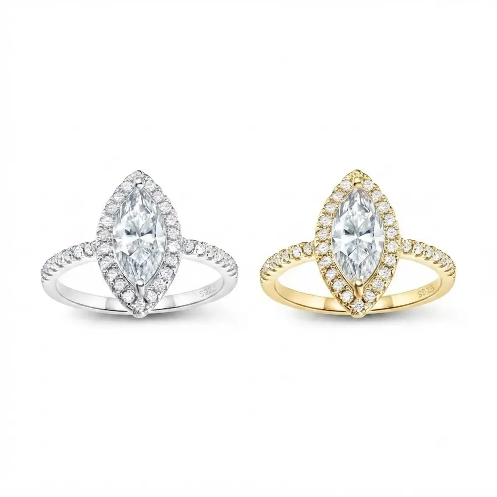 [EVA Jewelry] Marquise Cut 1/2CT 925 Sterling Silver Synthetic Moissanite Ring