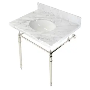 Edwardian 30" x 22" Console Sink with Brass Legs (8-Inch, 3 Hole), Round Basin Sink