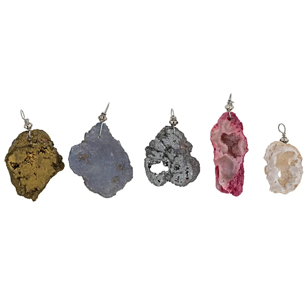 JTV Druzy Quartz Pendant Set of 5