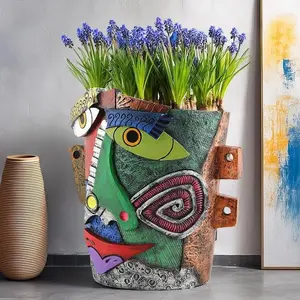 Abstract Face Design Flower Pot, Creative Artistic Plant Pot, Decorative Plant Pot for Home Garden, Garden Supplies