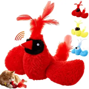 3 count Bird   with Chirping Sound, 3.15 Inch Interactive Exercise  with Lifelike Bird Chirp, Red  Blue Jay Goldfinch for Indoor Bored Cats Kittens, Gifts for Valentines Day