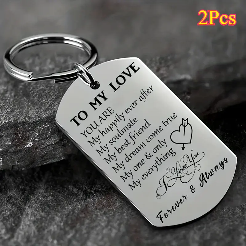2pcs Stainless Steel Heart-Shaped Custom Engraved Keychains Set of 2 - Romantic Charm Personalized Gifts for Husband & Wife, Ideal for Valentine's Day, Wedding Anniversary, Engraved Heart, Matching Pair, Set Of Two