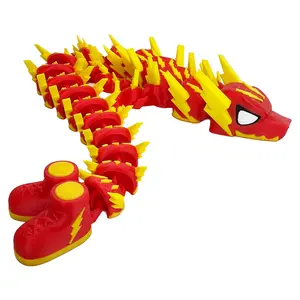 Lightning Articulated Fidget – Flexible 3D Printed Sensory Piece – Satisfying Desk Item – Red Yellow Collectible