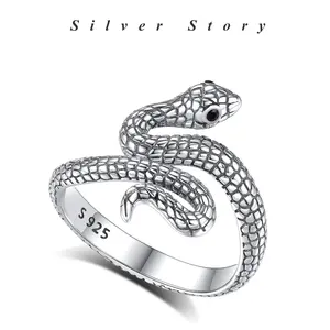 925 Trendy Snake Ring with Bold Serpent Design, Vintage Adjustable Unisex Thumb Ring Jewlery for Women & Men, Daily Wear and Theme Party Jewelry, Birthday Anniversary Gift Mom's Father's Day Gift