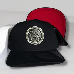 Mexico Hats Black Snapback for Men, Adjustable Fit, Classic Design, Featuring Red Front Panel and Unique Logo Detail