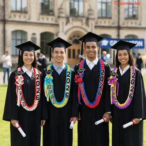 Handwoven Graduation Wreath Necklace Double Braided Ribbon Design Class of 2026 Fashion Jewelry For Graduation Ceremony Daily Styling