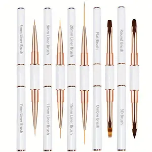 New Nail Art Brush Set, Professional 5-Piece Dual-Ended Acrylic Brushes, Line Puller, Fine Detail Brush, Ideal for Gel, 3D Nail Art, Manicure, Salon & Home Use, Nail Art Tool, Nail Art Accessories