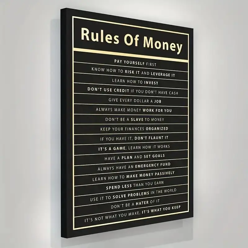 [UNFRAMED POSTER] Motivational Wall Art Rules Of Money Print Office Decor Financial Poster Finance Entrepreneur Inspirational Quote Posters