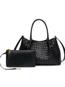 Handmade Knitted Bag High-End Commuter Large Capacity Mother-Daughter Bucket Tote Bag, Women's Handbag, Stylish and Durable