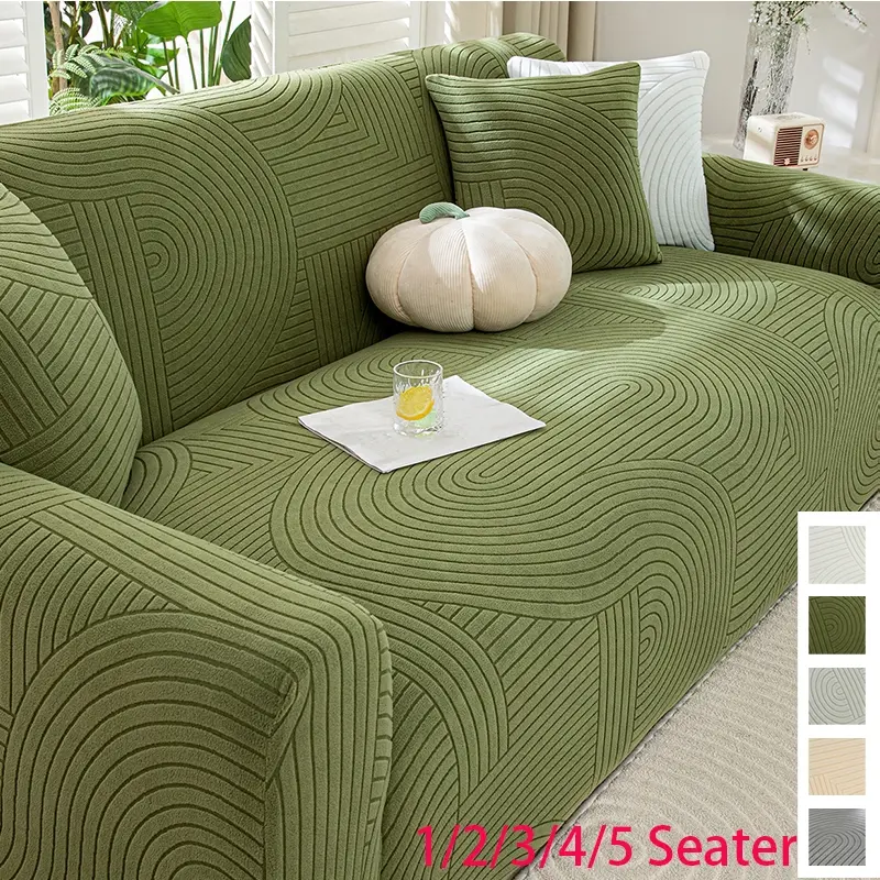 High-Value Easy Install Washable Sofa Cover, Geometric Curve Texture, Home Office Apartment Furniture Protection, All Seasons Use, Washable Sofa Slipcover, Sofa Couch Covers, Cover for Sofa