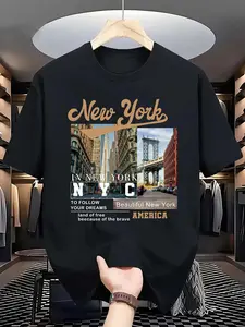 New York City Vintage Print Crop Top, Casual Fitted Design, Daily Wear Essential, Unique Style for Everyday