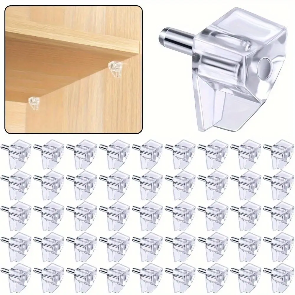 Shelf Support Peg Set, Clear Plastic Replacement Peg, Cabinet Shelf Supports Pins for Kitchen Furniture Book Shelves Shelf Holder Locking Pins