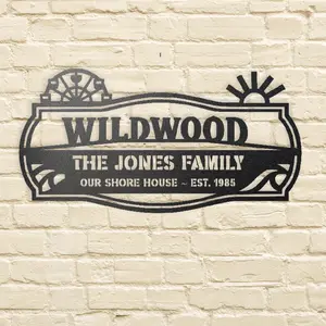 Personalized Wildwood, NJ Metal Shore House Sign