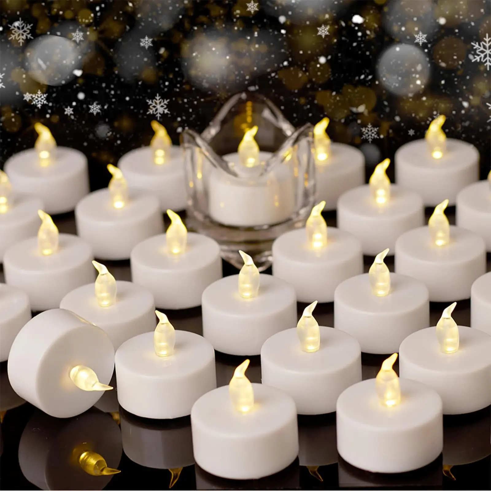 24 Pack Battery Operated Flickering Flameless LED Tea Light Candles Wedding Decor Smokeless Fire Free Holiday Ambient Decoration