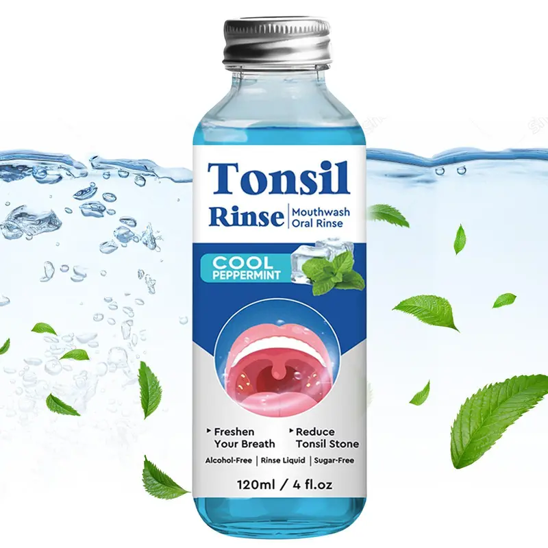 Natural Mouthwash Tonsil Stone Remover Oral Rinse Cleanser - 4 Fl Oz Single Item, Bad Breath Killer, Dry Mouth Products, Oral Care Mint Relief