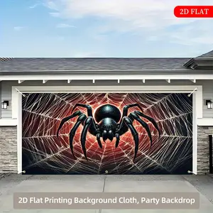 2D Flat Spider Web Backdrop Cloth, 71x157 Inches - Polyester, No Electricity Needed, Perfect for Halloween, Parties, and Home Decor, Party Backdrop | Spooky Theme Decor | Durable Polyester
