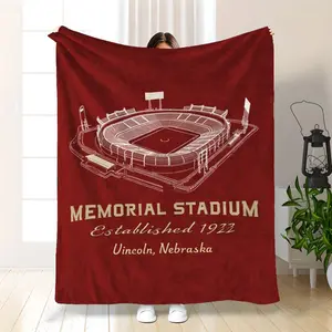 Nebraska Memorial Stadium Throw Blanket - Vintage 1922 Design with Nebraska State Outline -   Soft Throw Blanket for Couch, Bed, Sofa Luxurious Warm and Cozy for All Seasons  Family and Friends Perfect Christmas Present football fan gift fleece blanket