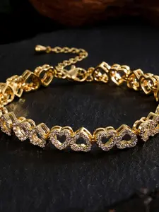 Crystal Heart Bracelet for Women Lightweight Luxury Gold Silver Jewelry Sparkling Zirconia High-end Elegant Gift