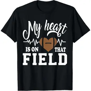 Football Mom My Heart Belongs On The Field Loud And Proud Women T-Shirt