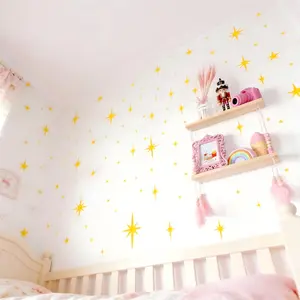Dreamy Girls Room Wall Stickers Kit - 116 Glitter Stars | 6 Sizes | Easy Apply & Remove Wall Art