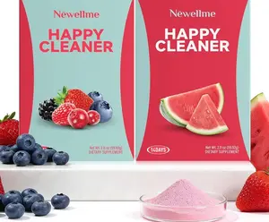 NEWELLME Happy Cleaner Superfood Powder | Digestive & Gut Health, Prebiotics & Probiotics for Women & Men, Support for Bloating & Regularity, Vegan Sugar-Free, Watermelon & Berry Flavors, 28 Sachets