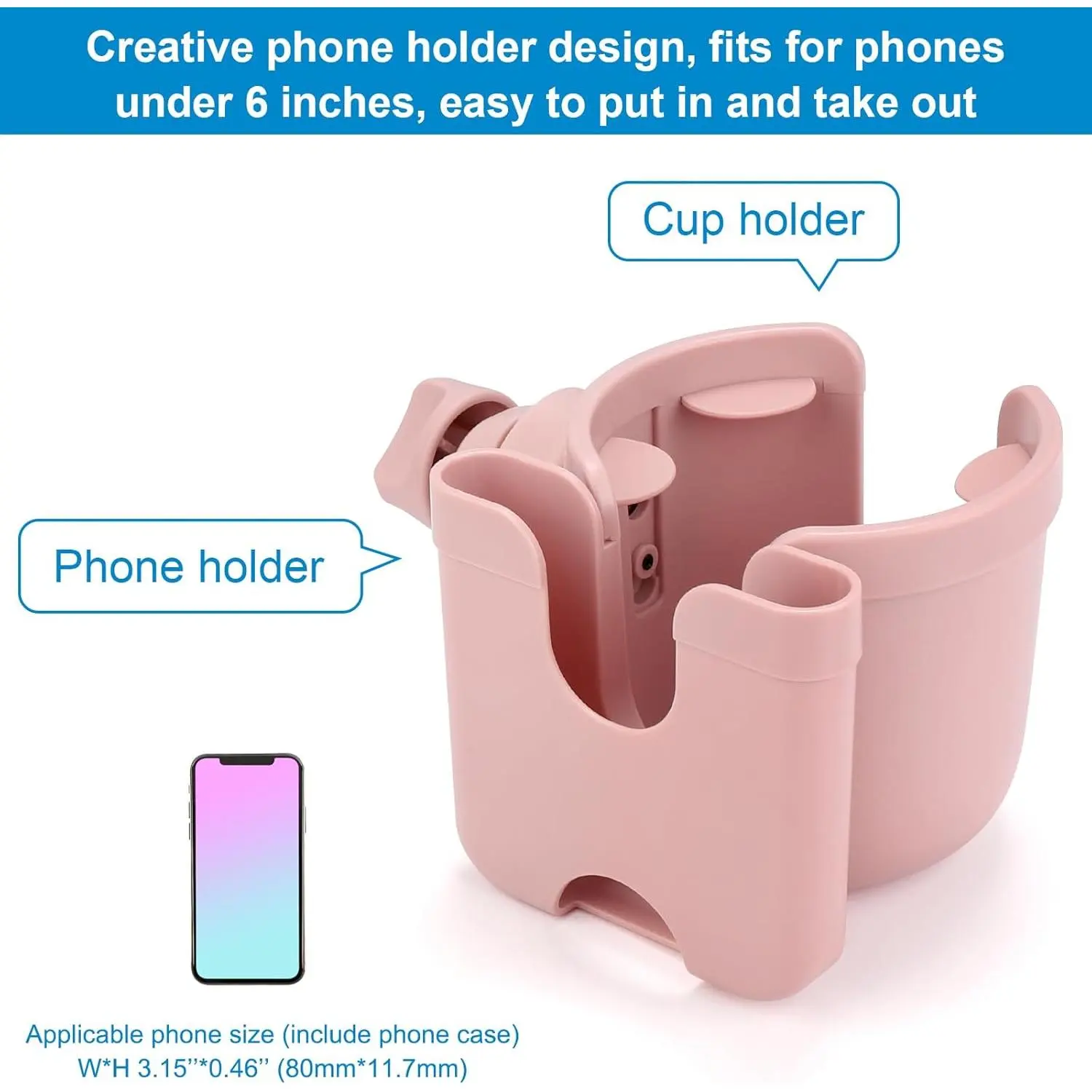 Stroller Cup Holder with Phone Holder, Bike Cup Holder, Universal Cup Holder for Uppababy Nuna Doona Strollers, 2-in-1 Cup Phone Holder for Stroller Bike Wheelchair Walker Accessory Stroller Cup Holder with Phone Holder, Bike Cup Holder, Universal Cup Holder for Uppababy Nuna Doona Strollers, 2-in-1 Cup Phone Holder for Stroller Bike Wheelchair Walker Accessory