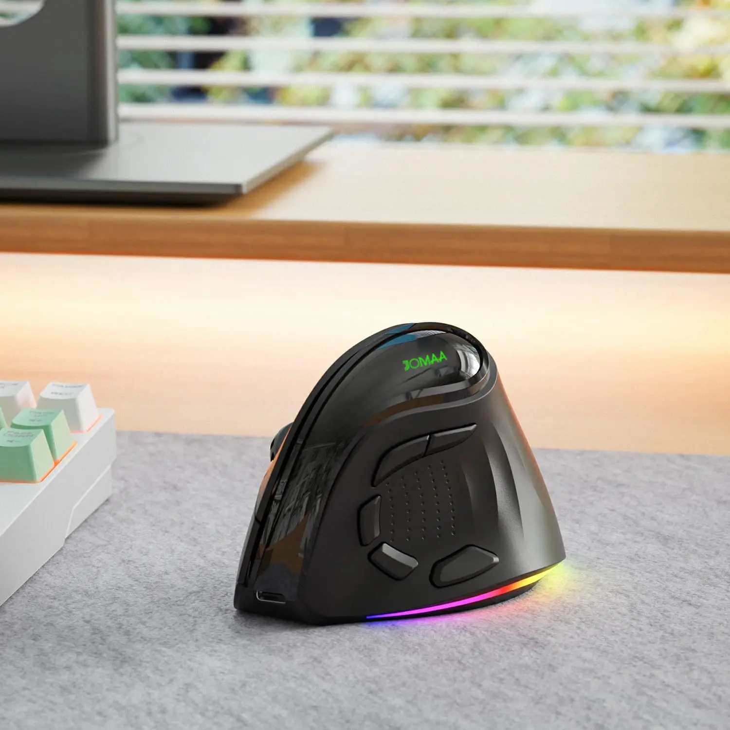 Light-Up Vertical RGB Gaming Mouse - Wireless Ergonomic, Dual Mode, Rechargeable, 5 Side Buttons, Max 8400DPI, 9 RGB Lighting Modes, Intelligent Power Saving, Compatible with PC/Laptop, iOS, Android, Windows 11/10, iPad OS