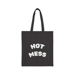 Hot Mess Cotton Canvas Tote Bag | Trendy Shopping Bag, Gift for Her, Eco-Friendly Tote, Beach Bag, Festival Bag