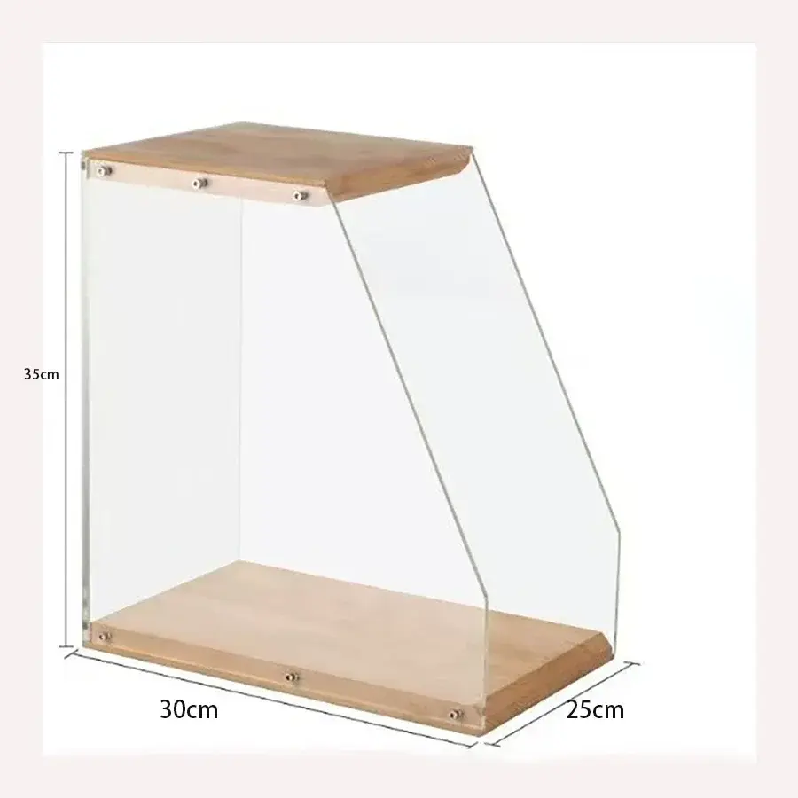 Solid Wood Record Rack Desktop Decoration Transparent Vinyl Record Display Stand Tape and Book Storage Box Solid Wood Storage Sh NONE