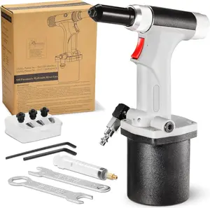 Pneumatic Rivet  3/16" 5/32" 1/8" 3/32",KR-S50 with 1 Set of Extra Jaws, Air Hydraulic Riveter Tool kit for Aluminium, Steel and Stainless Steel Rivets