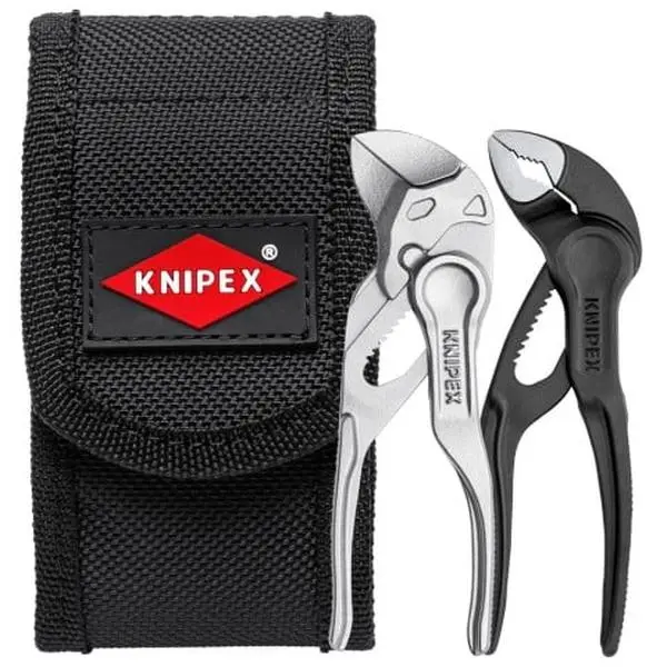 KNIPEX (00 20 72 V04 XS) XS 2-Pc Mini Pliers Set with Polyester Fabric Cover Belt Pouch for Holding, Bending Tasks