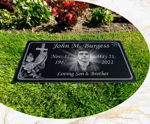 Human Headstone, Tombstone, Grave Marker, Granite, Diamond Engraved