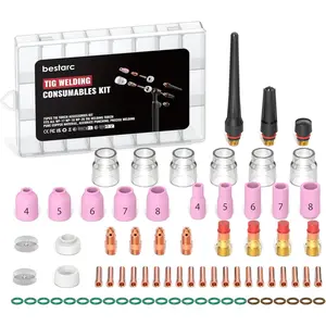 75Pcs TIG Welding Torch Accessories, Alumina Nozzle Stubby Gas Lens # 12 Glass Cup TIG Torch Kit for TIG WP-17/18/26