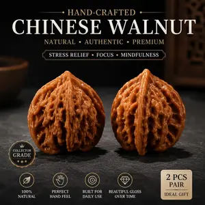 Collector-Grade Handcrafted Premium Chinese Meditation Walnut Pair Set, Home Decor Statue for Meditation Enthusiasts Desktop Figurine Decoration  High-end  Gift  Unique  Unzip