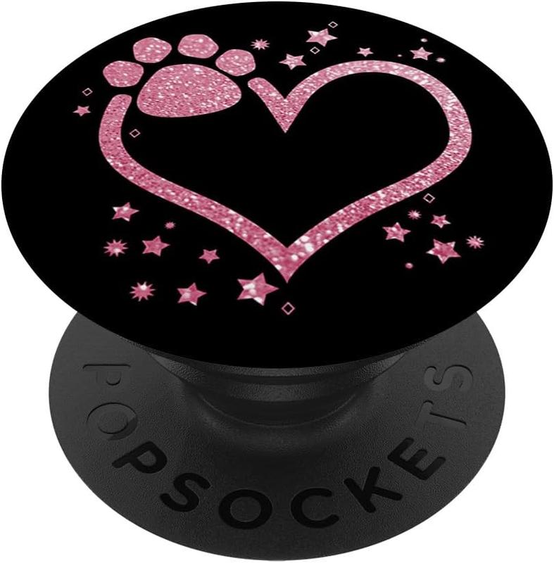 Rose Pink Paw Heart Cute Dog Cat Love Valentines Day PopSockets Adhesive PopGrip