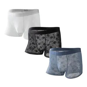 NEXFORMX Men’s Soccer Lace Mesh Boxer Trunks 3-Pack Breathable Underwear for Summer with Camellia Scent Gift Idea for Him