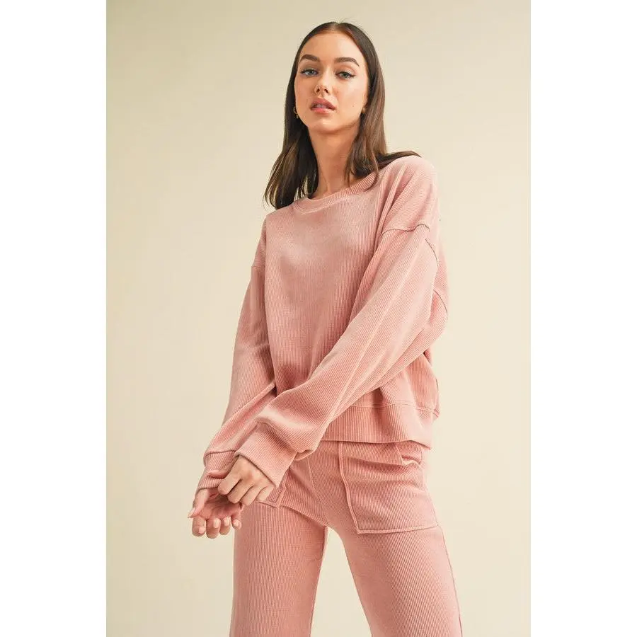 Relaxed Ribbed Corduroy Long Sleeve Shirt Sweatshirt