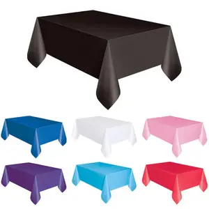 Disposable Plastic Tablecloth 54 x 108 in - Solid Plastic Table Cloth for Rectangle Table up to 8 Feet, Indoor Outdoor Table, Picnic Table Cover, Suitable for Birthday Wedding Graduation Baby Shower