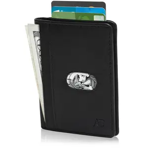 REAL LEATHER Slim Wallets For Men - Minimalist Card Holder Bifold Mens Wallet Front Pocket RFID Blocking Thin Travel