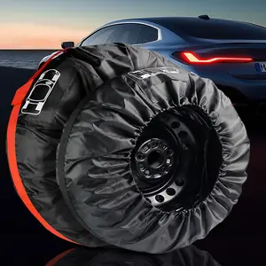 4pc Universal Car Tire Covers Sunproof Dustproof 190t Polyester Tire Storage Bag Snow Tire Cover Wheel Protector
