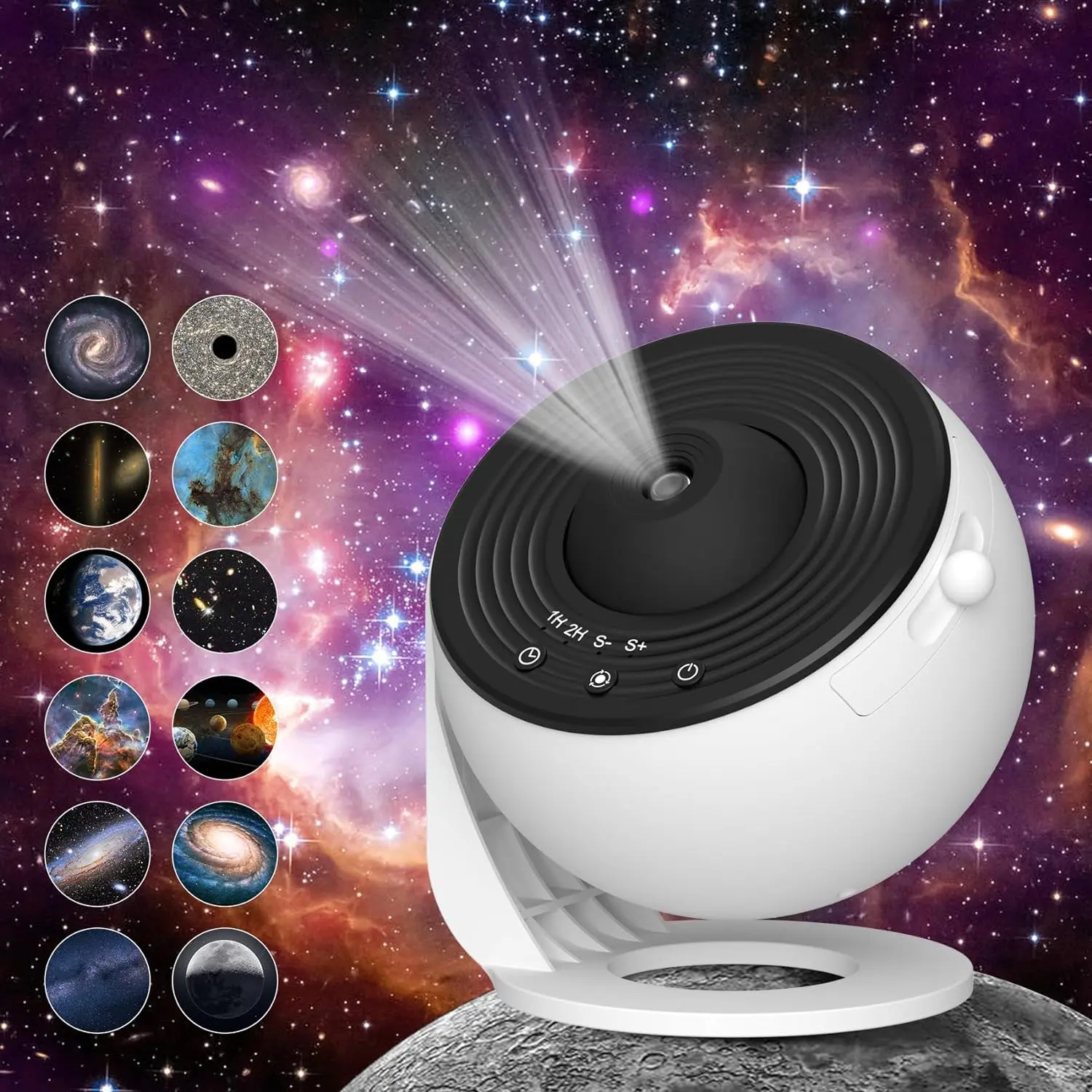 SERBASIC USB-Powered HD Starry Projector - Portable LED Pico Home Cinema Projector, Galaxy Light with 13 Film Discs, Adjustable Knob, 3-Button Control, Timer for Bedroom Kids, Portable Projector