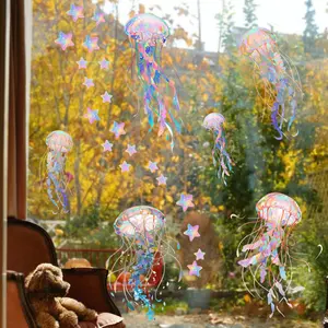 A new creative static glass sticker featuring a dreamy octopus, a window glass decoration with double-sided visibility, model D20538