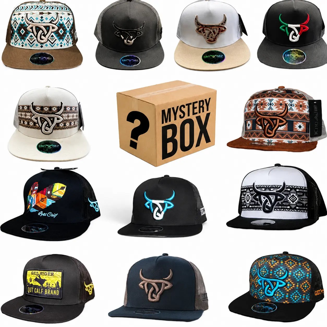 [ COMBO BUY 1 GET 2 ] Random sent Collection Lost Calf Hat, Tribe Flat Hat, Gorra Lost Calf Original Arrow Flat Negra Hat, Hervey Flat Hat Koda Flat White/Brown Mesh Back Snapback Hats Western