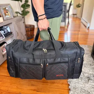 Large Capacity Zipper Duffle Bag, Waterproof Travel Bag with 5 Pockets, Lightweight Nylon Travel Luggage Handbag, Gym & Yoga Carry bag, Men's & Women's Luggage bag, Multi-pocket Travel Bag