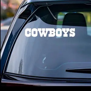 Cowboys vinyl decal. White vinyl decal for cars and trucks. 8" wide. Will last up to 5 years. Easily apply.