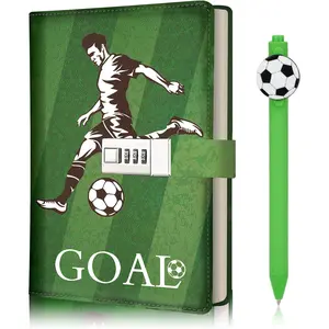 Soccer Diary for Boys Ages 8-12, Soccer Journal with Lock, Diary with Lock for Teen Boys 10-18, Birthday Easter Gifts for  Journal with Pen,  Notebook Writing Gifts for 10 11 12 13 14 15 Teenages