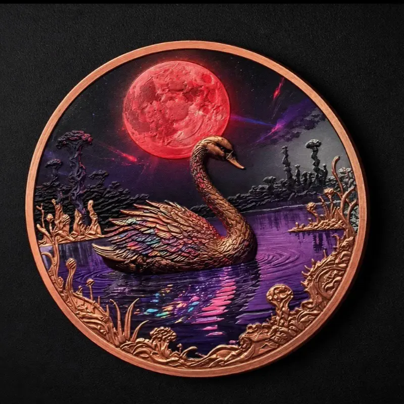 5 Ounce Copper Round - Blood Moon Swan
