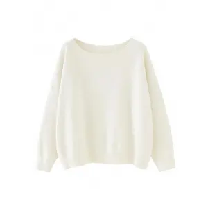 Women's Cream Boat Neck Sweater ?C Elegant & Minimalist Womenswear, Suitable for Everyday Use as a Garment with Comfortable Fabric Casual Coat essential hoodie(Sheets)